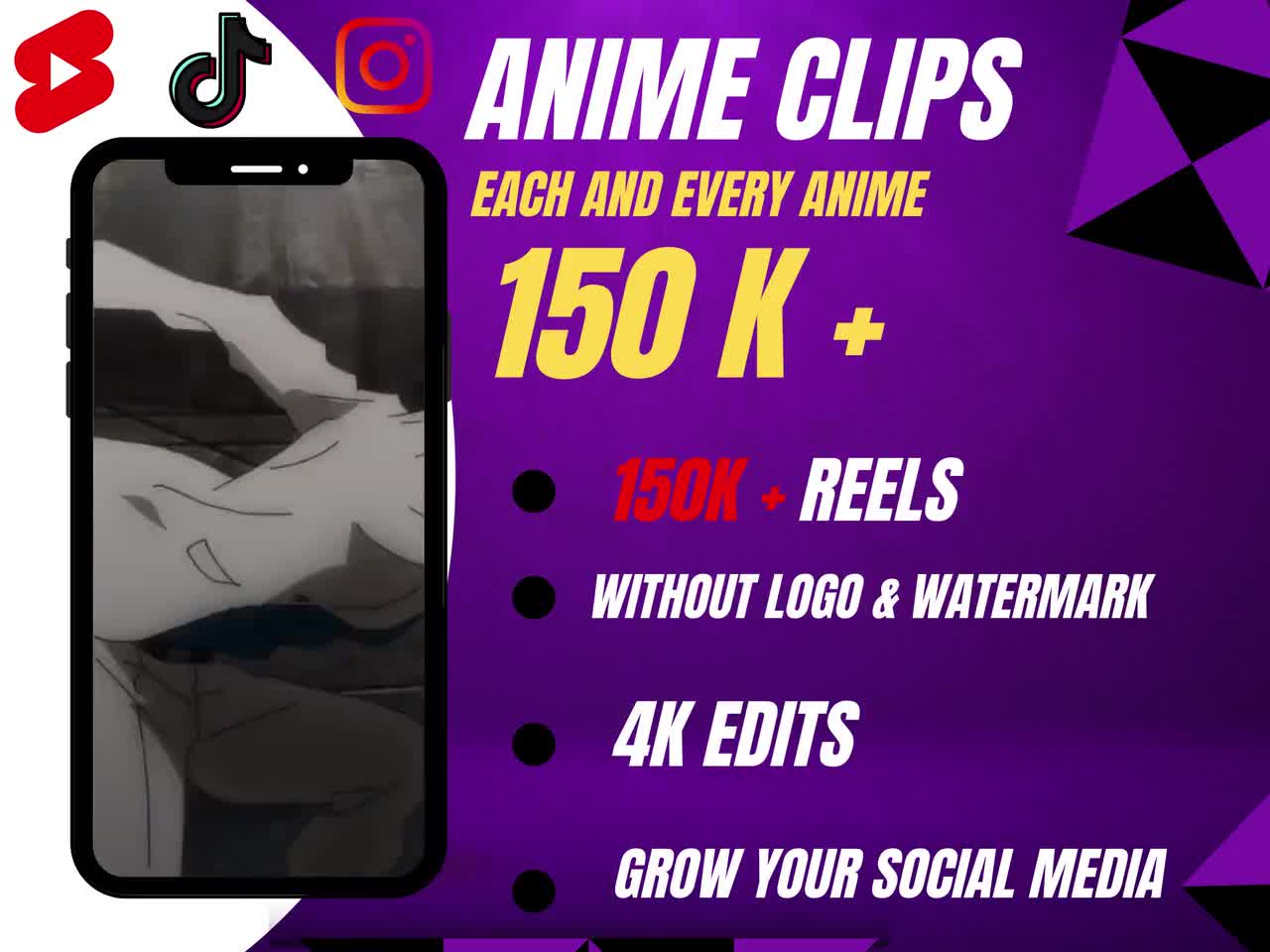 150 k+ Anime Reels Bundle | Overated + Underated Anime Clips